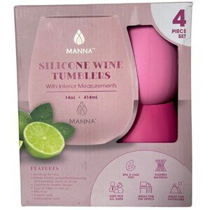 14oz Silicone Wine Tumblers Set of 4 w/interior measurements Pink Manna